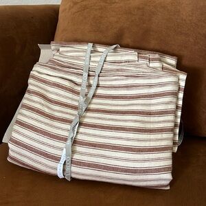 NWOT LIBECO Luxury Belgian linen brown stripe king duvet cover + 2 pillowcases